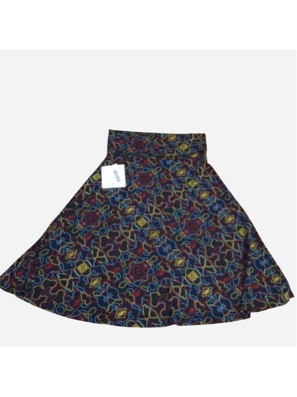 NWT Lularoe Azure skater midi skirt blue, red, and yellow abstract floral print